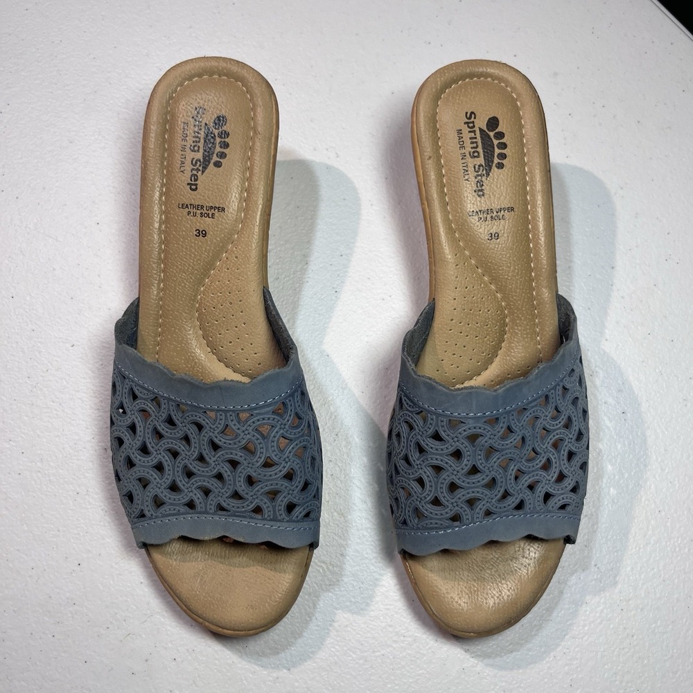 Spring Step Women's Wedge Sandal Size 39 Made In Italy EUC